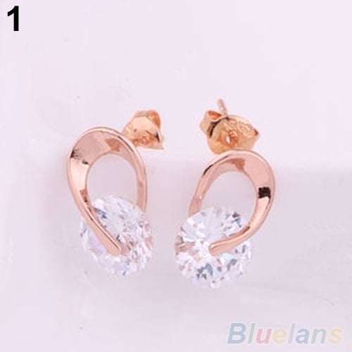 Womens Jewelry Gift Dazzling Cubic Zirconia CZ Ear Studs Cocktail Earrings Image 2