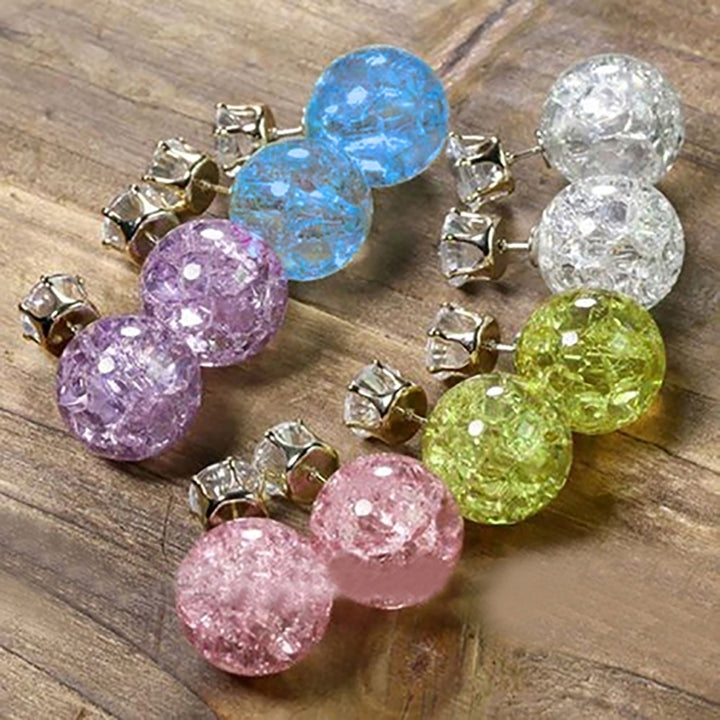 Women Fashion Faux Pearl Beads Rhinestone Ball Shape Ear Studs Earrings Jewelry Image 1