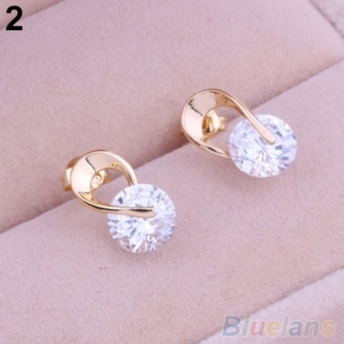 Womens Jewelry Gift Dazzling Cubic Zirconia CZ Ear Studs Cocktail Earrings Image 3