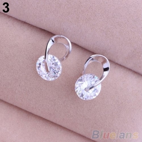 Womens Jewelry Gift Dazzling Cubic Zirconia CZ Ear Studs Cocktail Earrings Image 4