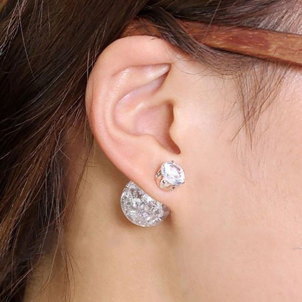 Women Fashion Faux Pearl Beads Rhinestone Ball Shape Ear Studs Earrings Jewelry Image 2