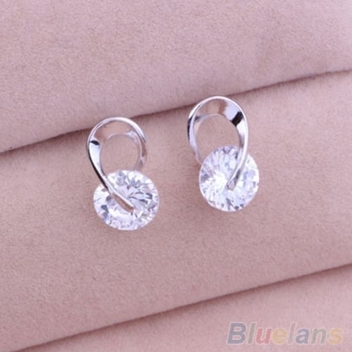 Womens Jewelry Gift Dazzling Cubic Zirconia CZ Ear Studs Cocktail Earrings Image 9