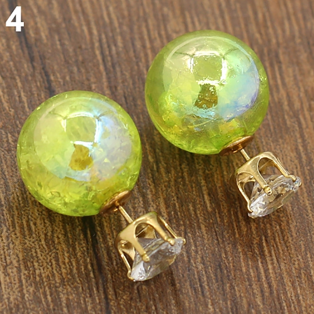 Women Fashion Faux Pearl Beads Rhinestone Ball Shape Ear Studs Earrings Jewelry Image 6