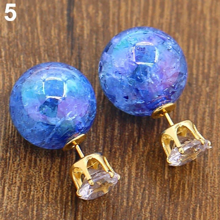 Women Fashion Faux Pearl Beads Rhinestone Ball Shape Ear Studs Earrings Jewelry Image 7