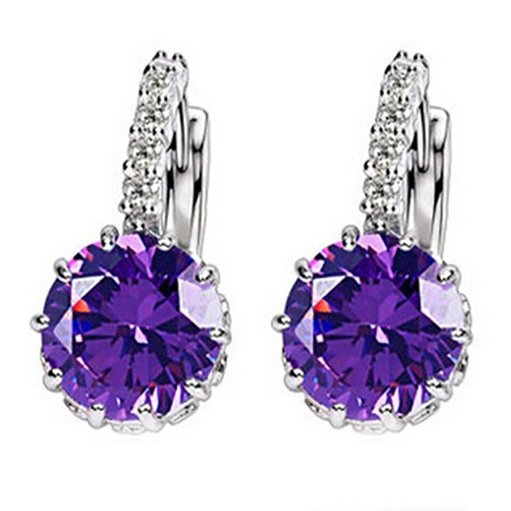 Women Fashion 9K Gold Plated Zircon Rhinestone Huggie Earrings Jewelry Gift Image 4