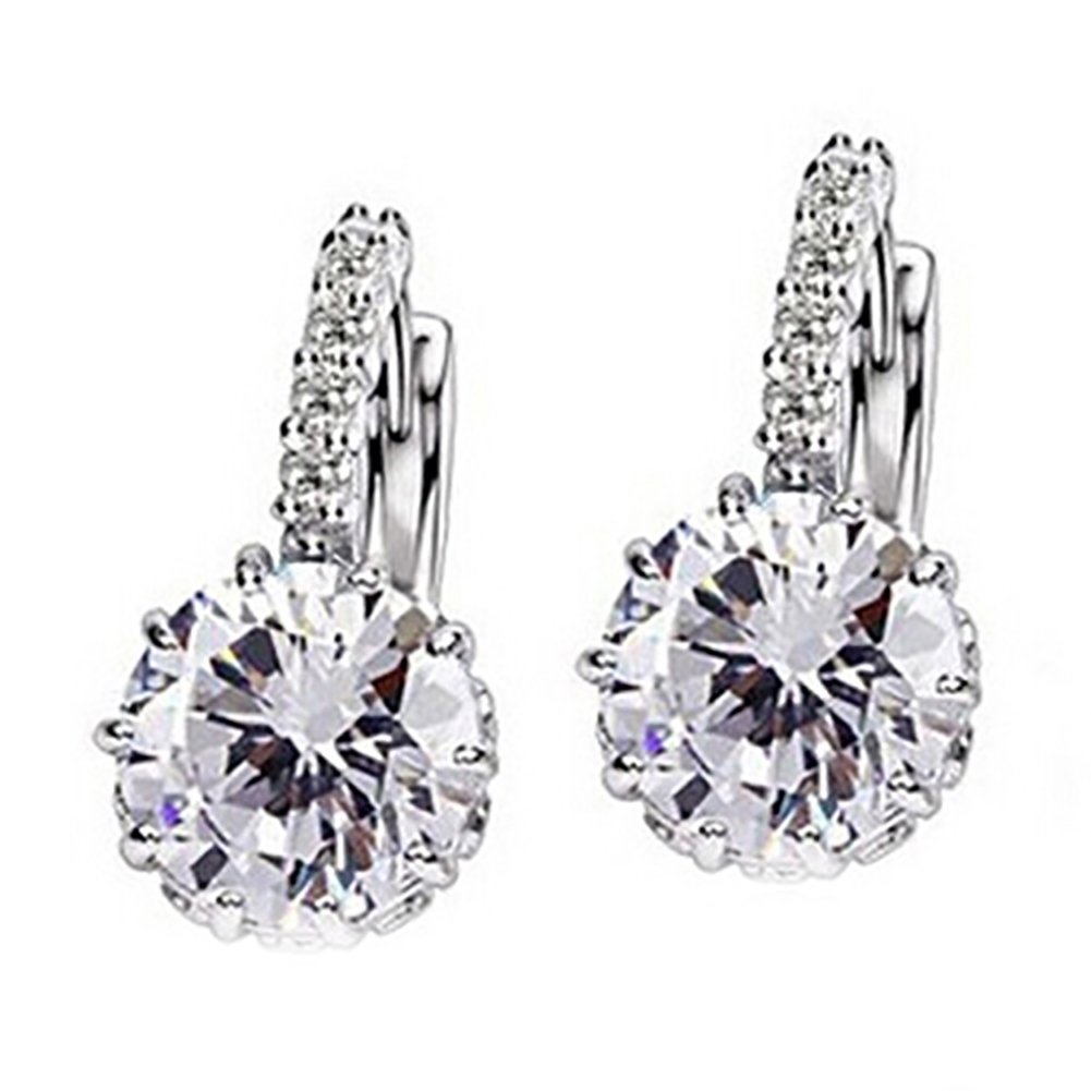 Women Fashion 9K Gold Plated Zircon Rhinestone Huggie Earrings Jewelry Gift Image 9