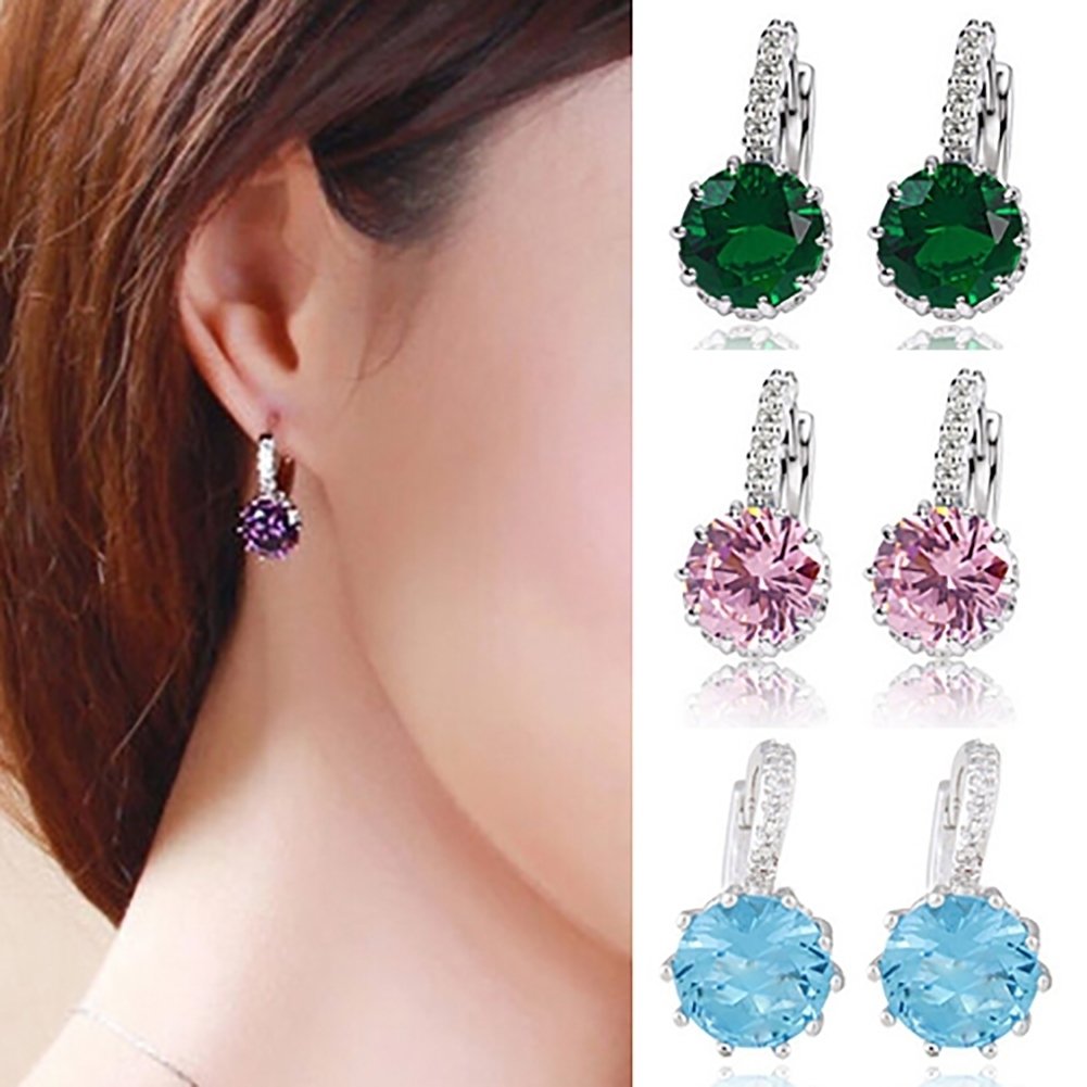 Women Fashion 9K Gold Plated Zircon Rhinestone Huggie Earrings Jewelry Gift Image 11