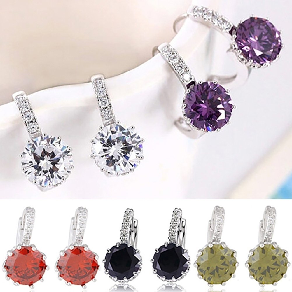 Women Fashion 9K Gold Plated Zircon Rhinestone Huggie Earrings Jewelry Gift Image 12