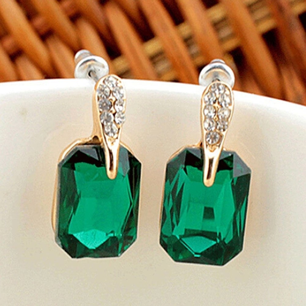 Women Elegant Rectangle Rhinestone Ear Studs Earrings Jewelry Birthday Gift Image 1