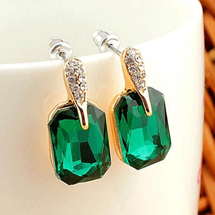 Women Elegant Rectangle Rhinestone Ear Studs Earrings Jewelry Birthday Gift Image 7