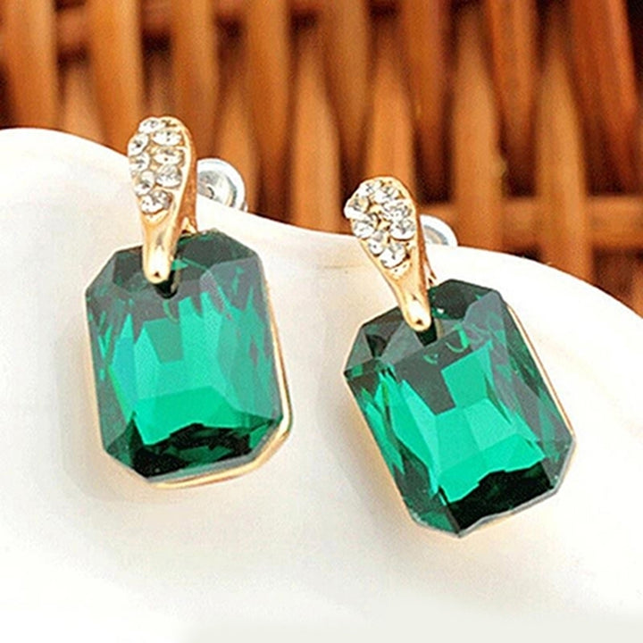 Women Elegant Rectangle Rhinestone Ear Studs Earrings Jewelry Birthday Gift Image 8