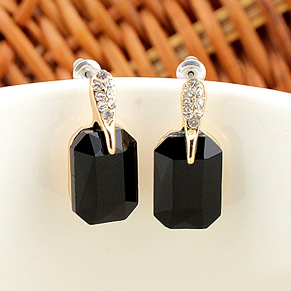 Women Elegant Rectangle Rhinestone Ear Studs Earrings Jewelry Birthday Gift Image 9