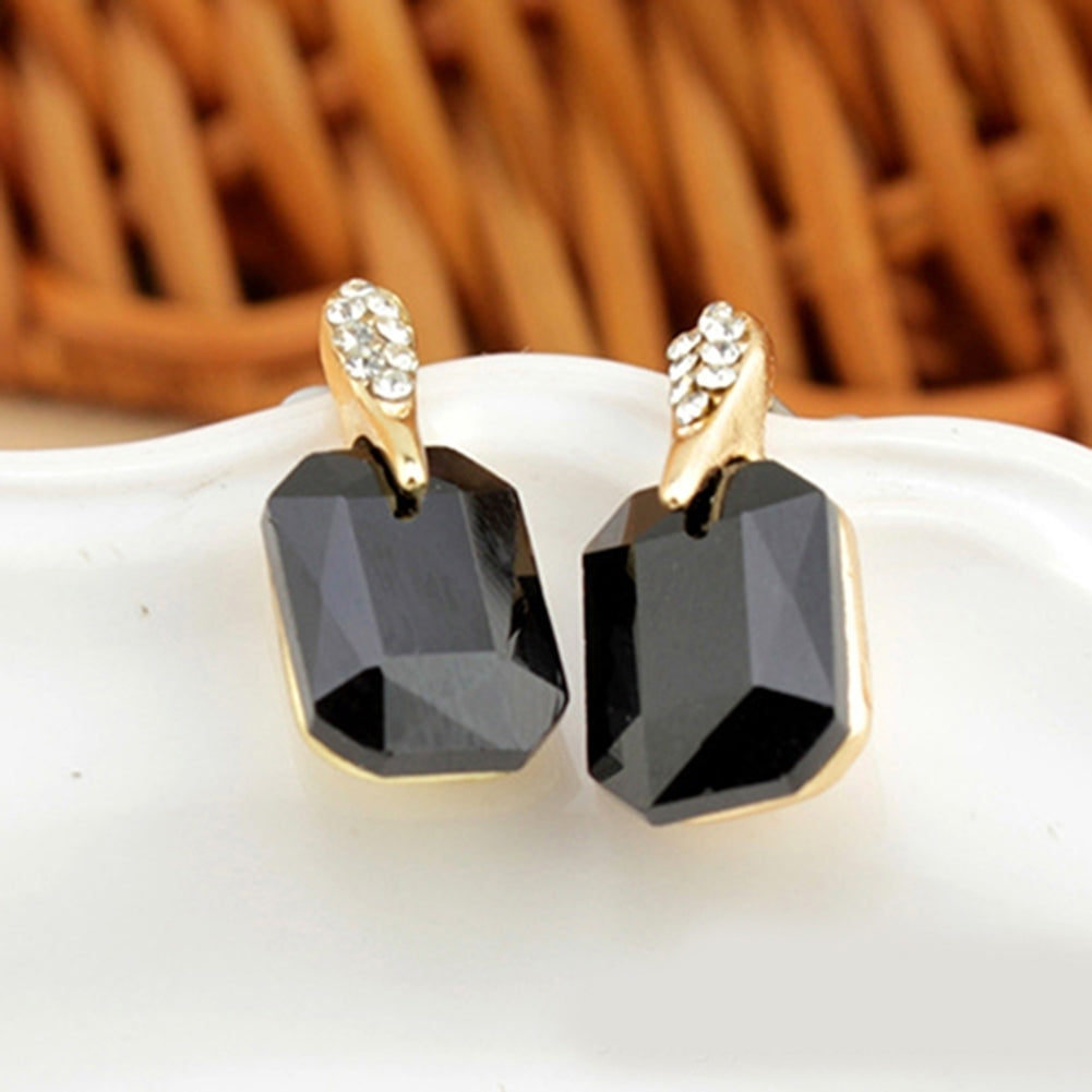 Women Elegant Rectangle Rhinestone Ear Studs Earrings Jewelry Birthday Gift Image 10