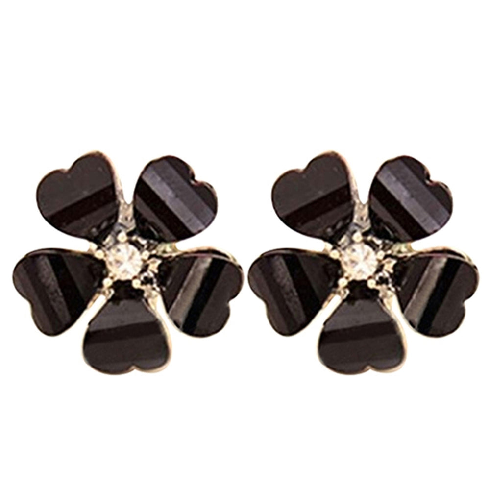 Ear Stud Rhinestone Petals Flower Pattern Alloy Exquisite Shiny Earrings for Women Image 2