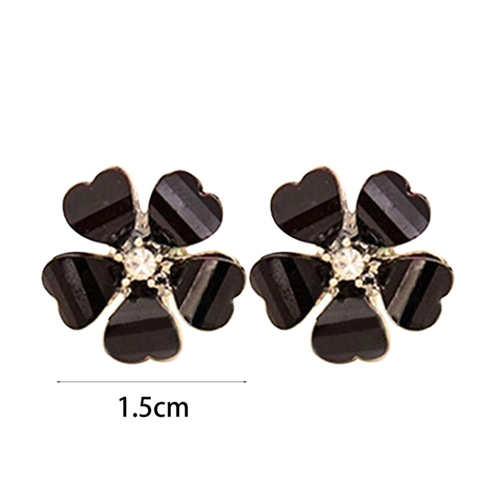 Ear Stud Rhinestone Petals Flower Pattern Alloy Exquisite Shiny Earrings for Women Image 7