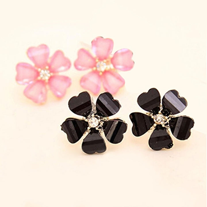 Ear Stud Rhinestone Petals Flower Pattern Alloy Exquisite Shiny Earrings for Women Image 9