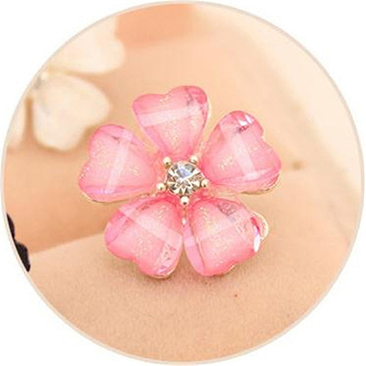 Ear Stud Rhinestone Petals Flower Pattern Alloy Exquisite Shiny Earrings for Women Image 10