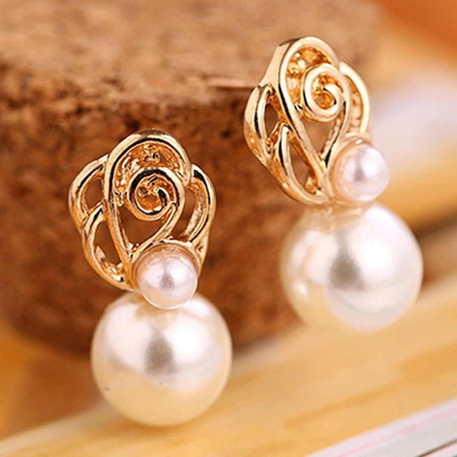 Fashion Women Faux Pearl Ear Studs Earrings Wedding Party Bride Ear Jewelry Image 1