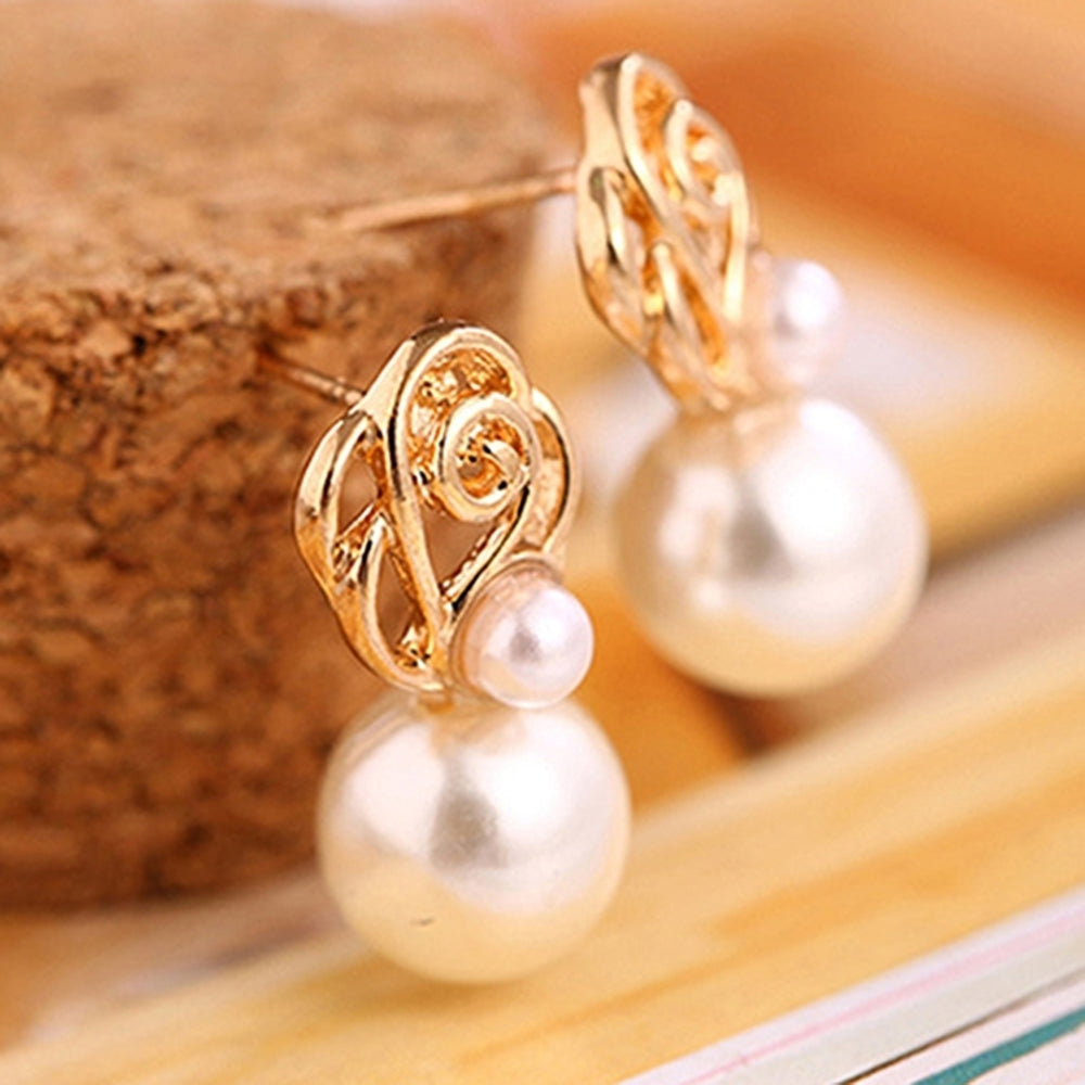 Fashion Women Faux Pearl Ear Studs Earrings Wedding Party Bride Ear Jewelry Image 2