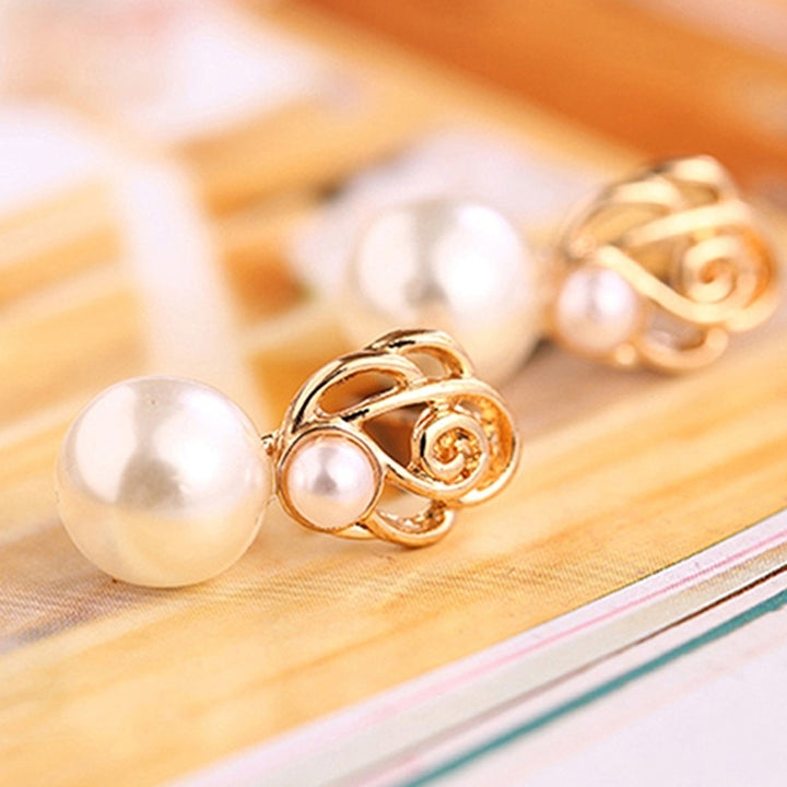 Fashion Women Faux Pearl Ear Studs Earrings Wedding Party Bride Ear Jewelry Image 3