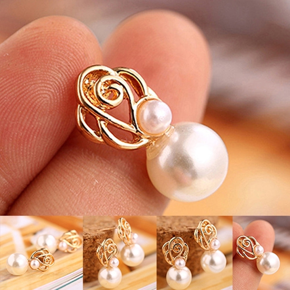 Fashion Women Faux Pearl Ear Studs Earrings Wedding Party Bride Ear Jewelry Image 4