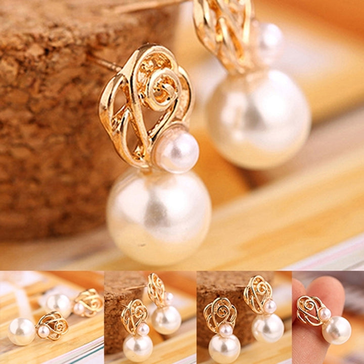 Fashion Women Faux Pearl Ear Studs Earrings Wedding Party Bride Ear Jewelry Image 6