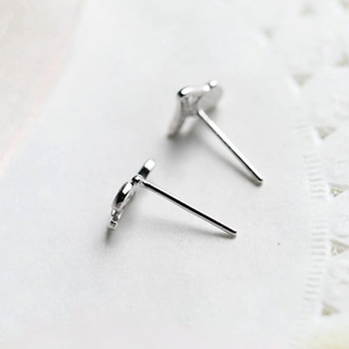 Women Fashion Silver Plated Heart Love Letter Asymmetry Ear Studs Earrings Image 10