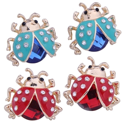 Womens Cute Ladybird Shape Rhinestone Ear Stud Beetle Ladybug Gift Earrings Image 1