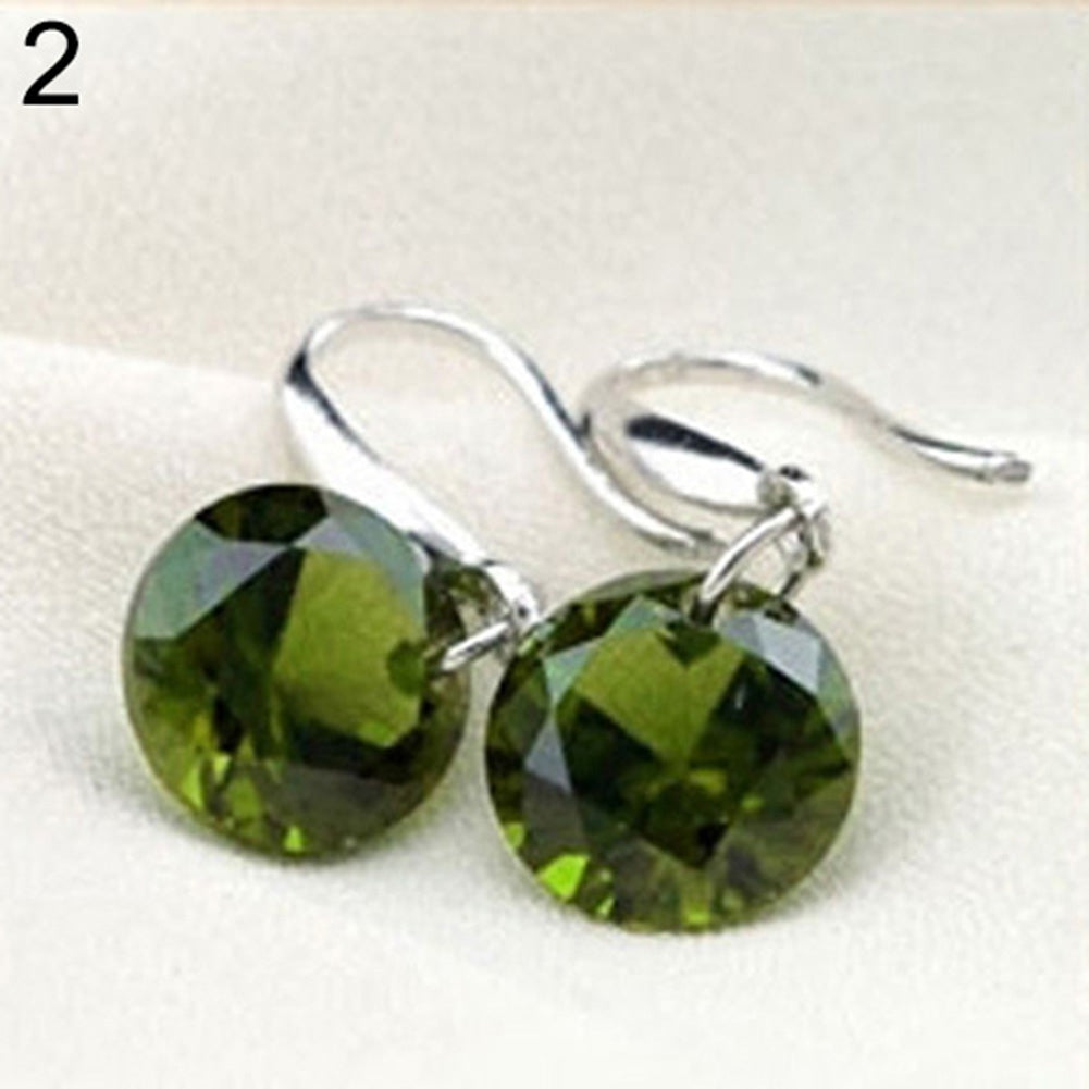 Fashion Womens Silver Plated Hook Round Rhinestone Earrings Wedding Jewelry Image 8