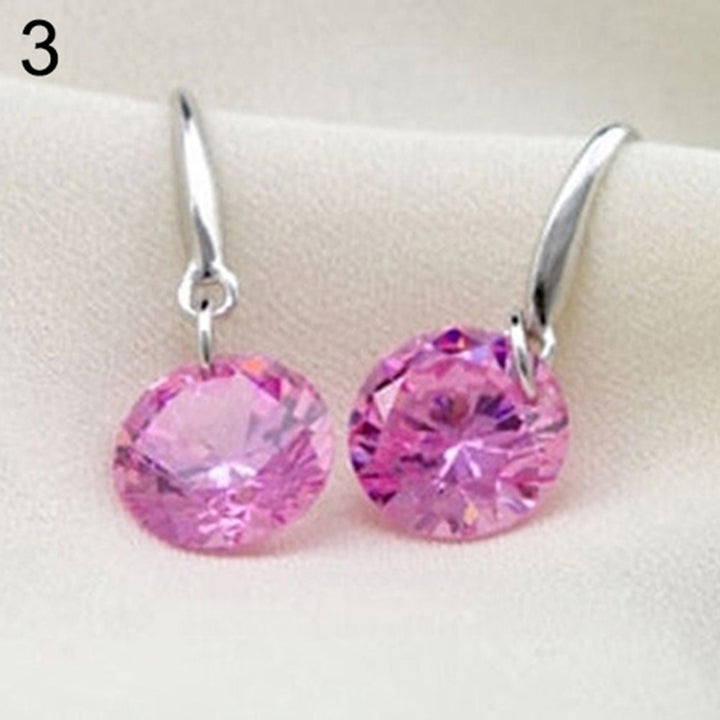 Fashion Womens Silver Plated Hook Round Rhinestone Earrings Wedding Jewelry Image 9