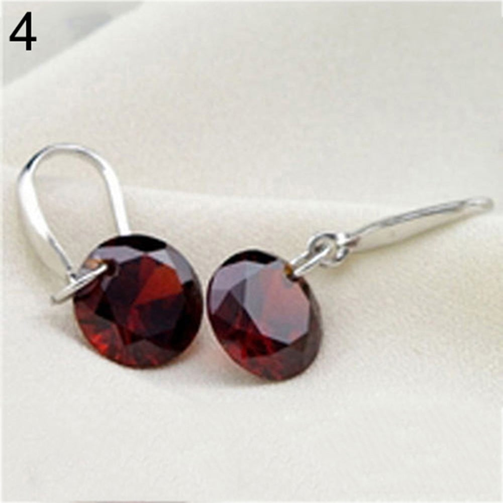 Fashion Womens Silver Plated Hook Round Rhinestone Earrings Wedding Jewelry Image 10