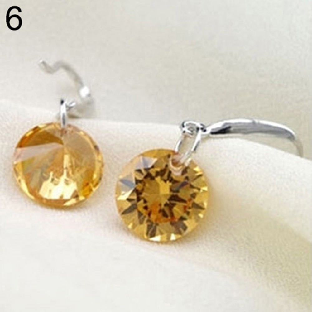 Fashion Womens Silver Plated Hook Round Rhinestone Earrings Wedding Jewelry Image 12