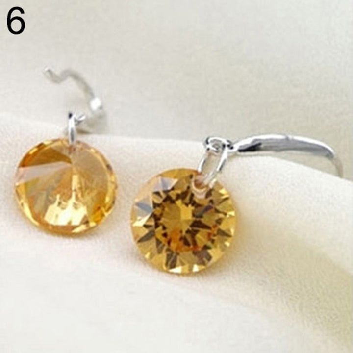 Fashion Womens Silver Plated Hook Round Rhinestone Earrings Wedding Jewelry Image 12