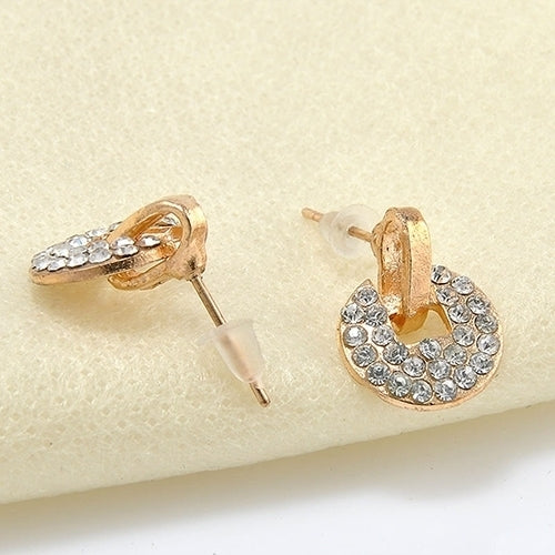 Full Rhinestone Copper Coin Ear Studs Earrings Lady Palace Style Eardrop Jewelry Image 6