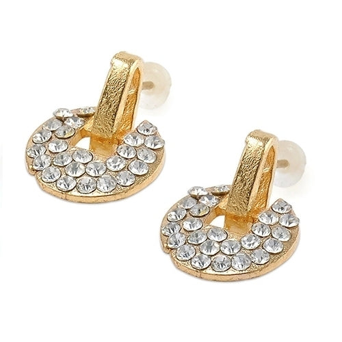 Full Rhinestone Copper Coin Ear Studs Earrings Lady Palace Style Eardrop Jewelry Image 7