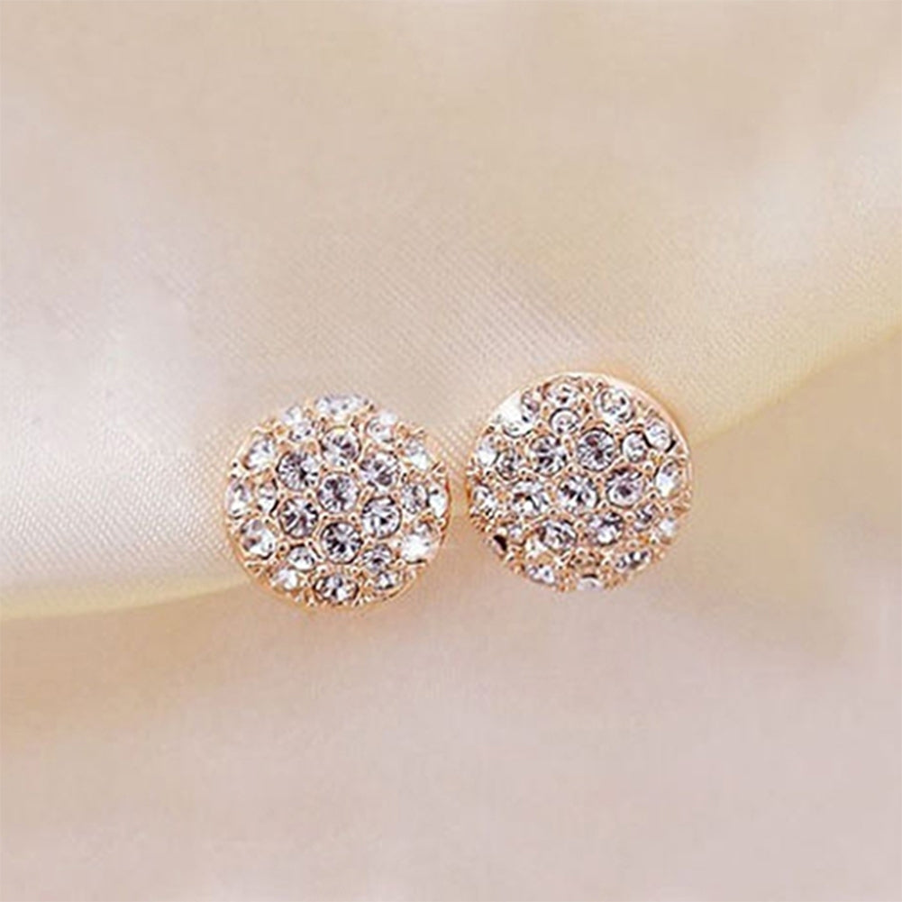 Womens Fashion Elegant Circle Crystal Rhinestone Ear Studs Earrings Jewelry Image 1