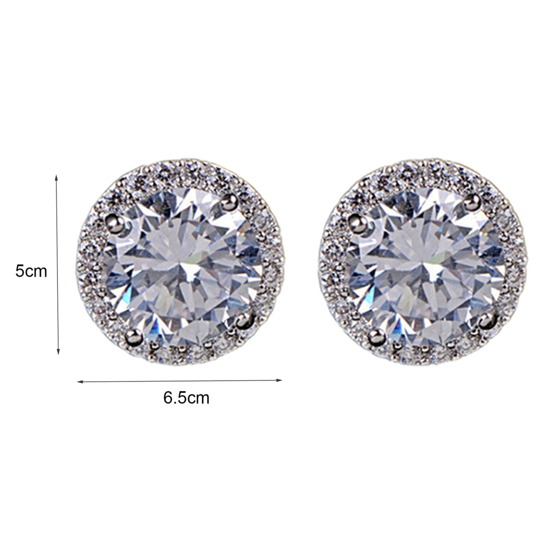 Ear Studs Zircon Inlaid Versatile Jewelry Silver Tone Eardrop for Wedding Image 4