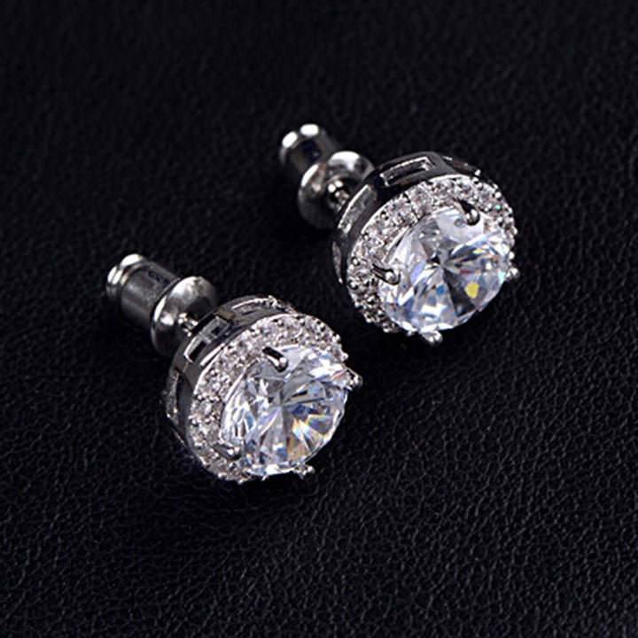 Ear Studs Zircon Inlaid Versatile Jewelry Silver Tone Eardrop for Wedding Image 7