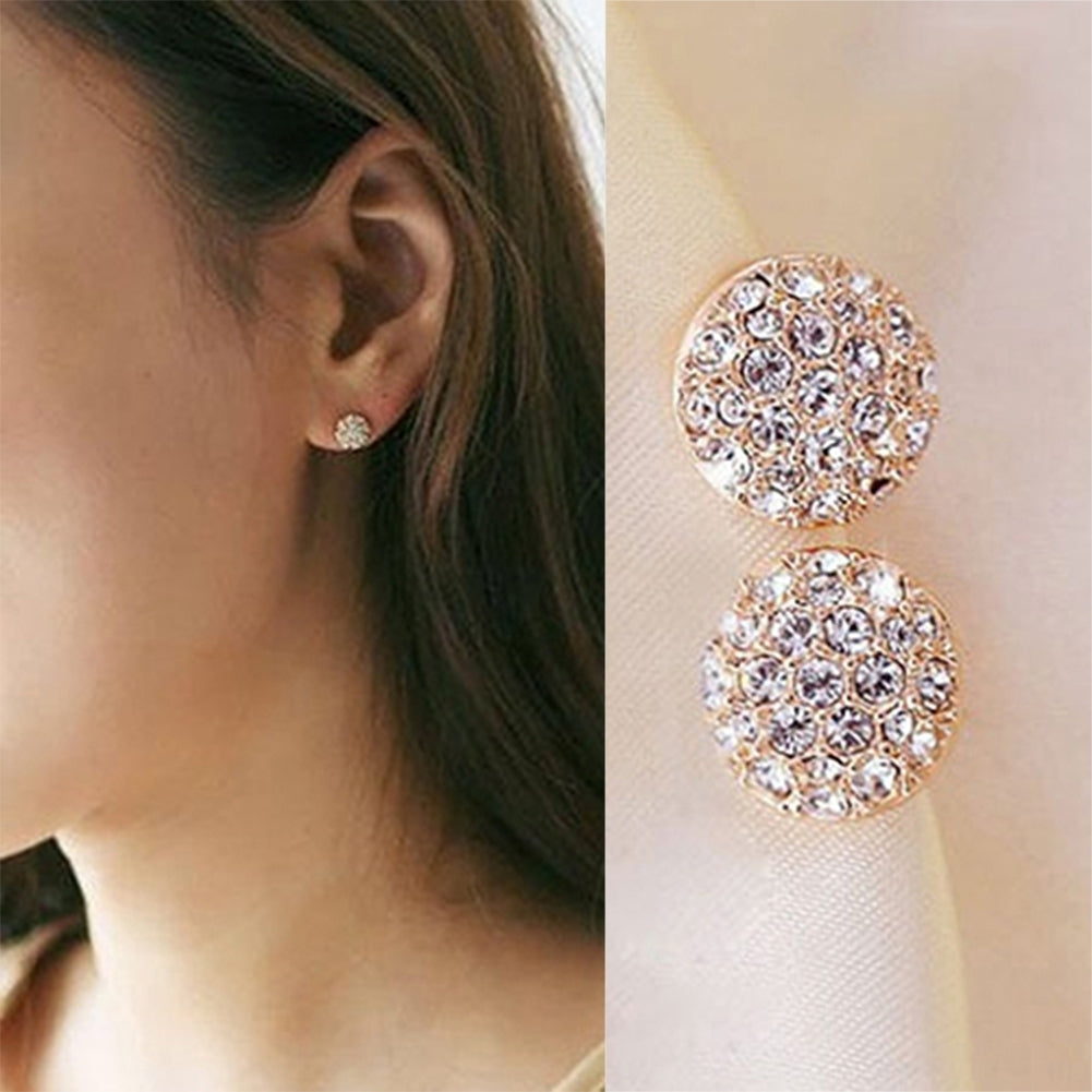 Womens Fashion Elegant Circle Crystal Rhinestone Ear Studs Earrings Jewelry Image 4