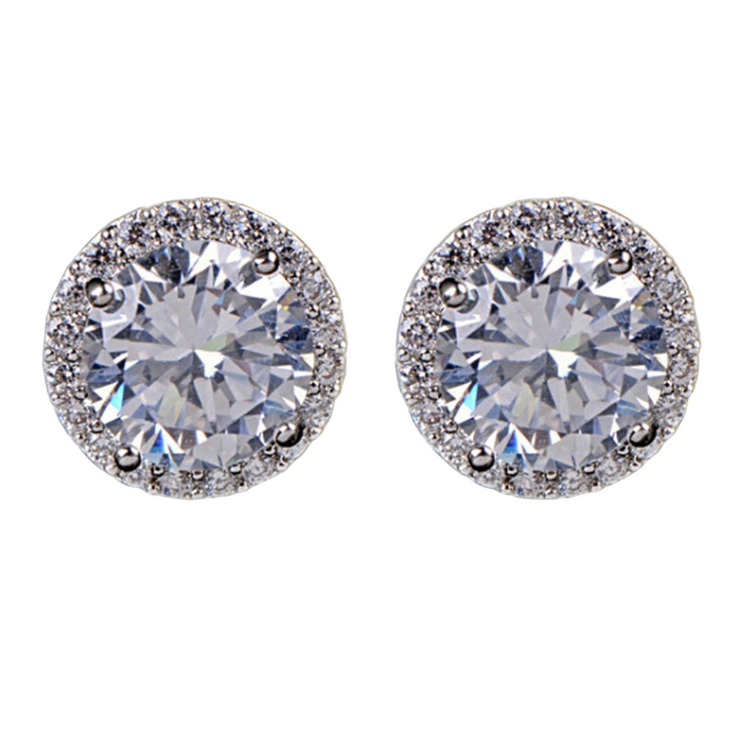 Ear Studs Zircon Inlaid Versatile Jewelry Silver Tone Eardrop for Wedding Image 12