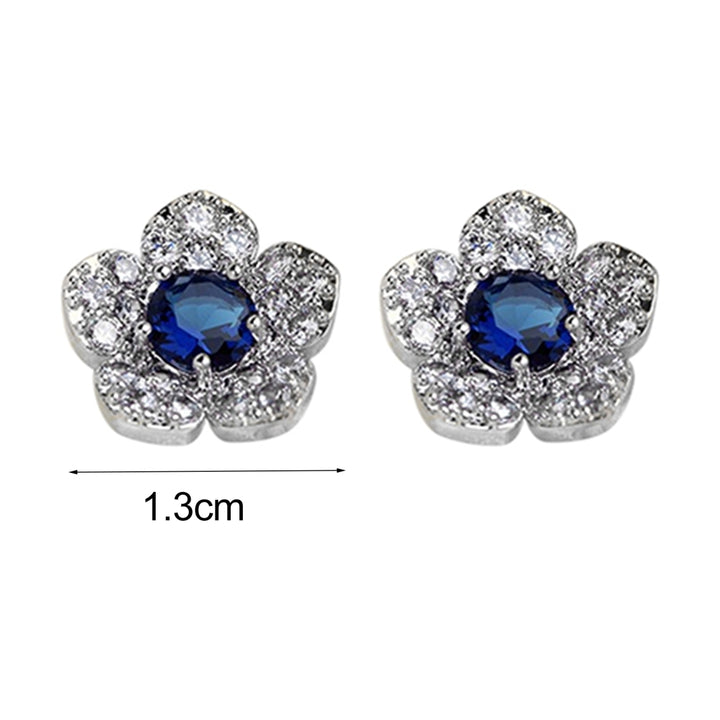 Earrings Flower Shape Design Charming Alloy Rhinestones Inlaid Ear Studs for Women Image 4