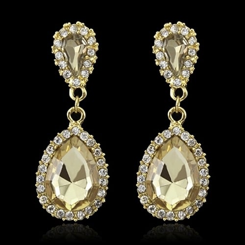 Women Deluxe Waterdrop Crystal Rhinestone Dangle Earrings Wedding Bridal Jewelry Image 1