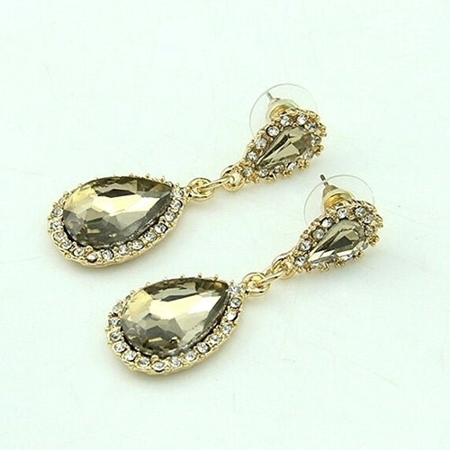 Women Deluxe Waterdrop Crystal Rhinestone Dangle Earrings Wedding Bridal Jewelry Image 4