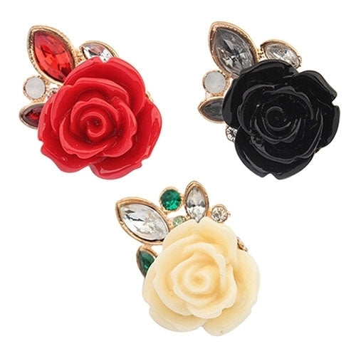 Womens Retro Elegant Rose Flower Rhinestone Inlaid Ear Studs Earrings Gift Image 4