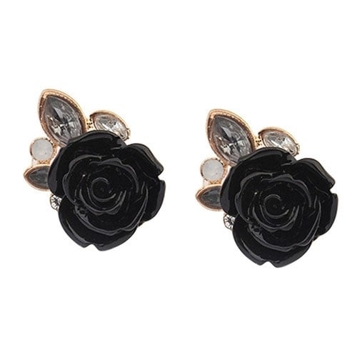 Womens Retro Elegant Rose Flower Rhinestone Inlaid Ear Studs Earrings Gift Image 7