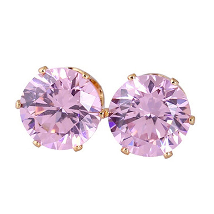 Ear Studs Elegant All Match Cubic Zirconia Round Exquisite Earrings for Dating Image 8