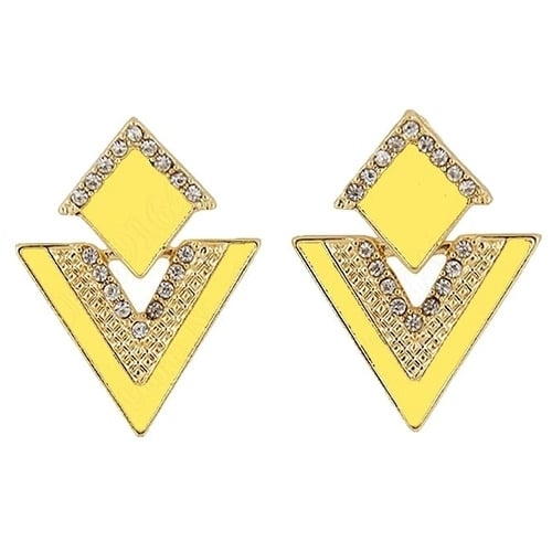 Punk Fashion Rhinestone Triangle Oil Drop Ear Stud Earrings Geometric Jewelry Image 7