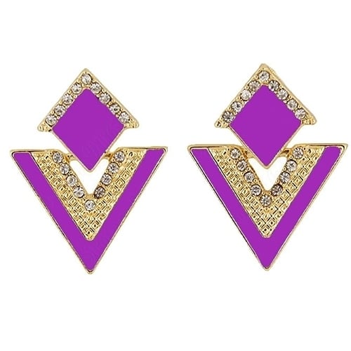 Punk Fashion Rhinestone Triangle Oil Drop Ear Stud Earrings Geometric Jewelry Image 9