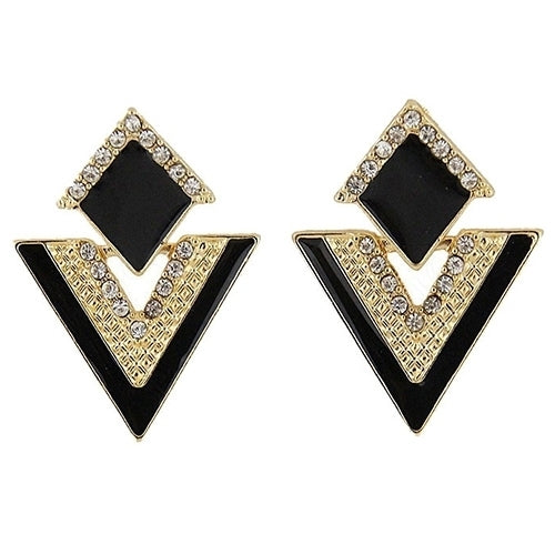 Punk Fashion Rhinestone Triangle Oil Drop Ear Stud Earrings Geometric Jewelry Image 10