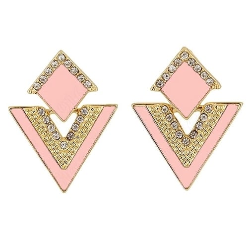 Punk Fashion Rhinestone Triangle Oil Drop Ear Stud Earrings Geometric Jewelry Image 11